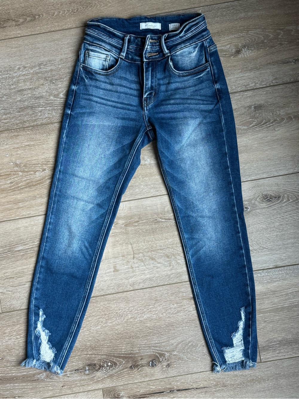Kancan Kurvy Mid Rise Ankle Skinny Jeans Size 25 Distressed